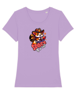 Corgi Spațial Cowboy Amuzant Tricou mânecă scurtă guler larg fitted Damă Expresser