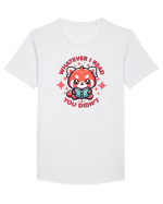 Panda Roșu Kawaii Citește Tricou mânecă scurtă guler larg Bărbat Skater