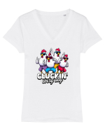 Pui de Găină Amuzanți Tricou mânecă scurtă guler V Damă Evoker