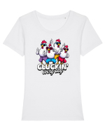 Pui de Găină Amuzanți Tricou mânecă scurtă guler larg fitted Damă Expresser