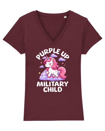 Unicorn Drăguț Mov Susține Copilul Militar Burgundy