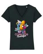 Corn Dog Nostalgie Anii '80 cu Boombox Tricou mânecă scurtă guler V Damă Evoker