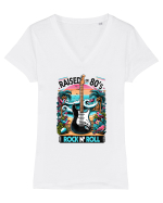 pentru nostalgicii anilor 80 - Raised on 80s rock and roll Tricou mânecă scurtă guler V Damă Evoker