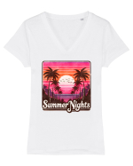 pentru nostalgicii anilor 80 - Summer nights Tricou mânecă scurtă guler V Damă Evoker