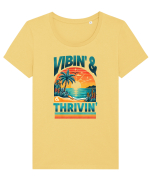 pentru nostalgicii anilor 80 - Vibing and thriving Tricou mânecă scurtă guler larg fitted Damă Expresser