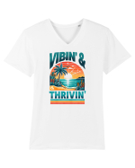 pentru nostalgicii anilor 80 - Vibing and thriving Tricou mânecă scurtă guler V Bărbat Presenter