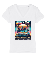 pentru nostalgicii anilor 80 - When I die, sprinkle my ashes over the 80s Tricou mânecă scurtă guler V Damă Evoker