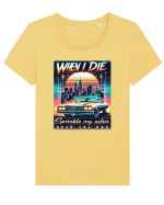 pentru nostalgicii anilor 80 - When I die, sprinkle my ashes over the 80s Tricou mânecă scurtă guler larg fitted Damă Expresser