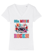 in stilul pop al anilor 80 - 80s music rocks Tricou mânecă scurtă guler V Damă Evoker