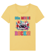in stilul pop al anilor 80 - 80s music rocks Tricou mânecă scurtă guler larg fitted Damă Expresser