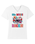 in stilul pop al anilor 80 - 80s music rocks Tricou mânecă scurtă guler V Bărbat Presenter