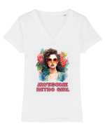 in stilul pop al anilor 80 - Awesome retro girl Tricou mânecă scurtă guler V Damă Evoker