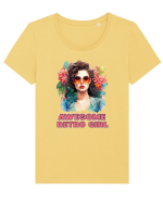 in stilul pop al anilor 80 - Awesome retro girl Tricou mânecă scurtă guler larg fitted Damă Expresser