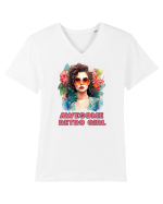 in stilul pop al anilor 80 - Awesome retro girl Tricou mânecă scurtă guler V Bărbat Presenter