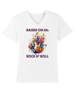 in stilul pop al anilor 80 - Raised on 80s rock and roll Tricou mânecă scurtă guler V Bărbat Presenter