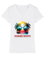 in stilul pop al anilor 80 - Summer nights Tricou mânecă scurtă guler V Damă Evoker