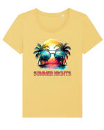 in stilul pop al anilor 80 - Summer nights Tricou mânecă scurtă guler larg fitted Damă Expresser