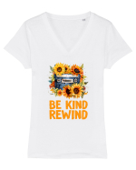 in stil retro chic - Be kind rewind Tricou mânecă scurtă guler V Damă Evoker