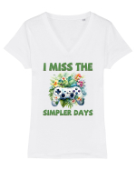 in stil retro chic - I miss the simpler days Tricou mânecă scurtă guler V Damă Evoker