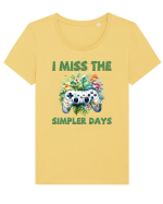 in stil retro chic - I miss the simpler days Tricou mânecă scurtă guler larg fitted Damă Expresser