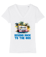 in stil retro chic - Rewind back to the 80s Tricou mânecă scurtă guler V Damă Evoker
