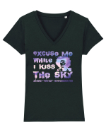 EXCUSE ME WHILE I KISS THE SKY - Jimi Hendrix Tricou mânecă scurtă guler V Damă Evoker