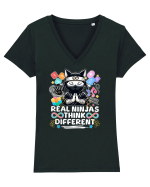 Copil Autist Pisica Ninja Tricou mânecă scurtă guler V Damă Evoker