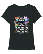 Copil Autist Pisica Ninja Tricou mânecă scurtă guler larg fitted Damă Expresser