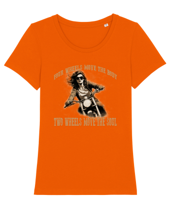 TWO WHEELS MOVE THE SOUL, FOUR WHEELS MOVE THE BODY Bright Orange