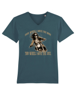 TWO WHEELS MOVE THE SOUL, FOUR WHEELS MOVE THE BODY Tricou mânecă scurtă guler V Bărbat Presenter