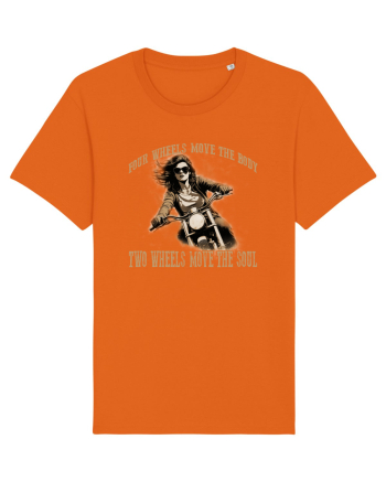 TWO WHEELS MOVE THE SOUL, FOUR WHEELS MOVE THE BODY Bright Orange