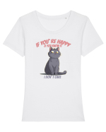 IF YOU`RE HAPPY & U KNOW IT,  I DON`T CARE  2 Tricou mânecă scurtă guler larg fitted Damă Expresser
