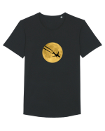 Avion peste luna Tricou mânecă scurtă guler larg Bărbat Skater