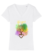 Copacul vieții/Tree of life/Dragoste/Culoare/Viata e frumoasa Tricou mânecă scurtă guler V Damă Evoker