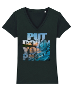 PUT DOWN YOUR PHONE & enjoy life Tricou mânecă scurtă guler V Damă Evoker