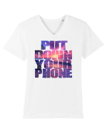 PUT DOWN YOUR PHONE & enjoy life 2 Tricou mânecă scurtă guler V Bărbat Presenter