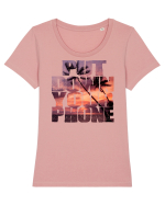 PUT DOWN YOUR PHONE & enjoy life 3 Tricou mânecă scurtă guler larg fitted Damă Expresser