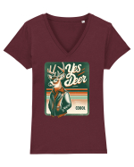 Yes deer Tricou mânecă scurtă guler V Damă Evoker