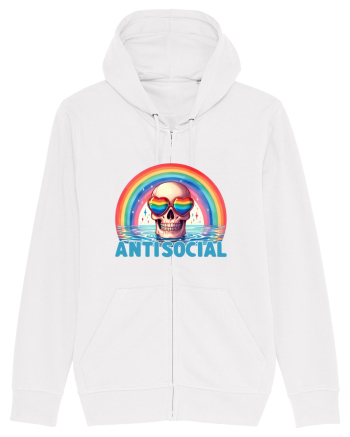 Antisocial Rainbow Skull White
