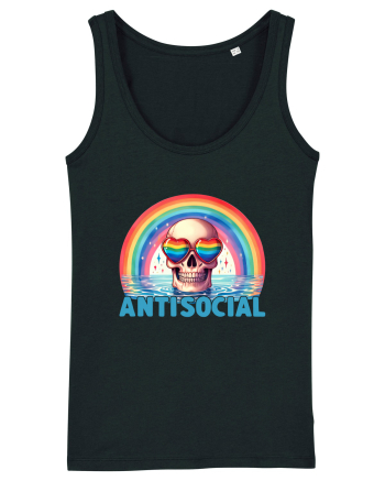 Antisocial Rainbow Skull Black