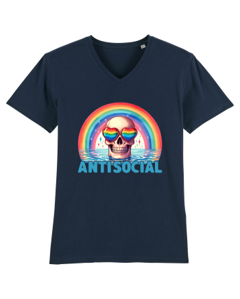 Antisocial Rainbow Skull French Navy