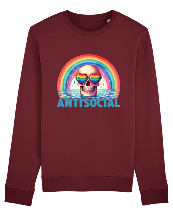 Antisocial Rainbow Skull Burgundy