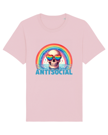 Antisocial Rainbow Skull Cotton Pink