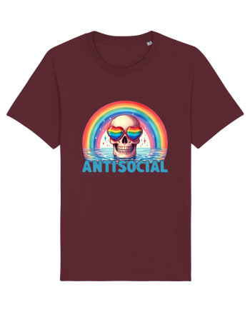 Antisocial Rainbow Skull Burgundy