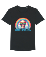 Antisocial Rainbow Skull Tricou mânecă scurtă guler larg Bărbat Skater