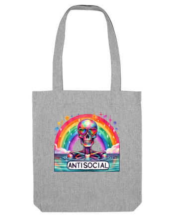 Antisocial Rainbow Skull Heather Grey