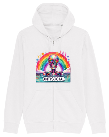 Antisocial Rainbow Skull White