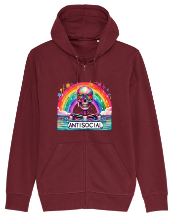 Antisocial Rainbow Skull Burgundy