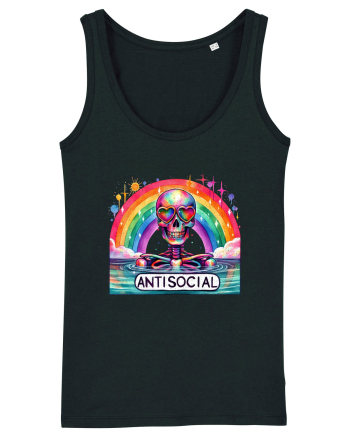 Antisocial Rainbow Skull Black
