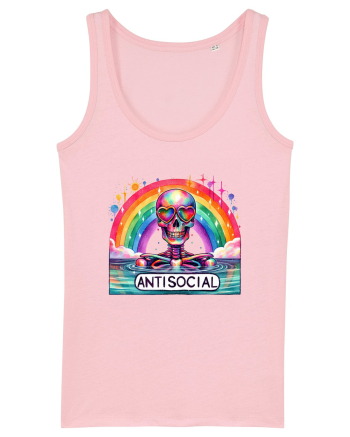 Antisocial Rainbow Skull Cotton Pink